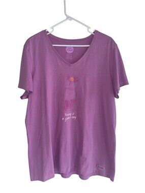 Life Is Good Today Is A Good Day Women's Crusher Tee Size XL Purple Mason Jar